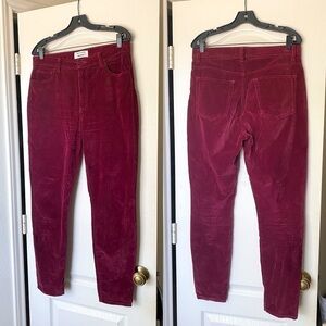 Reformation Pant Rebecca Velvet High Rise Skinny Aubergine 31 GUC